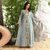 Roupas étnicas Dubai Vestido de Luxo Lantejoulas Vintage Bordado Abaya Manga Longa Vestidos Árabes Marroquinos Muçulmanos Ramadan Jalabiya Elegante