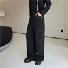 남성용 바지 2023 가을 한국 스타일 독특한 지퍼 스 플린트 양복 바지 남자 캐주얼 한 느슨한 스티치 트로 페라 크기 m xl 230828