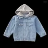 Giubbotti 2023 Moda Neonate Vestiti Denim Giacca con cappuccio Autunno Abbigliamento per bambini Ragazzi Cappotto per 6 7 8 9 10 12 anni Kid