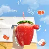 Wasserflaschen 500 ml Sommer Niedliche Fruchtform Erdbeertasse Cartoon Strohflasche Tragbare Kinder/Mädchen/Erwachsene