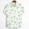 Men's Casual Shirts Summer Avocado Print Breathable Hawaiian Shirt Plus Size High Quality Fluorescent Clothing Top