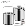 Портативный двойной стенку 1,3 л Ice Bucket Nevanless Steel 18/8 Outdoor Ice Container Wine/Speing/Beer Cooler Ice Tong для вечеринки HKD230828