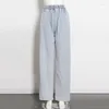 Zweiteilige Damen-Hosen, blaues Denim-Hosen-Set für Frauen, sexy trägerloses Crop-Top und weite Bein-Outfits, lässig, Sommer 2023