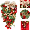 Decoratieve Bloemen Kerstkrans Voor Voordeur Rode Kerst Huis Ornament Slinger Hangende Decoratie Jaar Decor