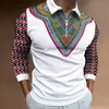 Mens Polos Autumn Printed Fashion Polo Shirt With Lapel Zip For Men Slim Casual Top Vintage 3Dprinted Clothing 6xl 230829