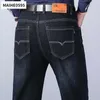 2022年の冬のストレートズボンバギーストレッチジャンファッションメンカジュアルジーンズ秋の軽量ズボンデニムパンツHKD230829