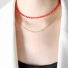 Pendentif Colliers Noir et Rouge Verre Perle Épissage Couches Délicates En Acier Inoxydable Mode Femmes Chaîne Accessoires Y2k Bijoux