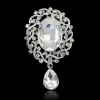 3 -calowy styl vintage krystaliczny Diamante Dangle Water Drop Druhan Brooch Srebrny odcień