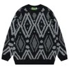 Herentruien Geometrische trui Y2K-sweater Heren Dames Herfst Oversized herentrui Zwart Grijs 230828