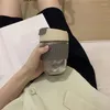 Vattenflaskor Korean glasflaska ins bärbar kopp med lock halm för kaffemjölk te juice anti-scaling skoldryck gåva