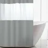 Duş Perdeleri Saf Renk Kalın Dikiş Duş Perdesi Banyo Perdesi Peva Gri Yarı Geçerli Banyo Su geçirmez Bölme Duş Perdesi R230829