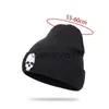 Stingy Brim Hats New Knit Hat Hip-Hop Style Skull Pattern Melon Leather Hat For Men and Women Warm Woolen Cap Beanie Cap J230829