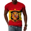 Men's T Shirts National Flag T-shirts Spain Celebrations 3D Printing Short Sleeve Tees Trend Men Casual Round Neck Summer Tops