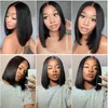 13x4 Short Bob Wig Straight Transparent Lace Front Human Hair WIgs For Black Women 4x4 Brazilian 13x1 T Part 180%