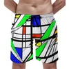 Herrshorts de stijl brädet sommar mod Mondrian sports strand korta byxor snabb torr avslappnad överdimensionerade stammar