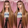 Perruque Lace Frontal Wig naturelle sans colle, cheveux lisses à reflets, 34 pouces, couleur blond miel, 13x6, 250%, 100% cheveux humains, pour femmes