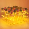 Andra evenemangsfestleveranser 3 Tier Clear Square Cupcake Stand Premium Acrylic Cake Tower Display Holder With LED Light String för bröllop födelsedagsfest 230828