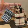 Creativity Presbyopia Car Keychain Coin Purse Pendant Charm Jewelry Keyring Holder PU Leather Flower Grid Designer Metal Key