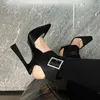 Chaussures habillées 2023 Europe et États-Unis Femmes Talons hauts Talon mince Sexy Satin Tête carrée Banquet strass