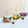 Yannew Anelli di candele con rose artificiali Ghirlande Supporti floreali Centrotavola per matrimoni per la decorazione di cene a casa per feste HKD230829