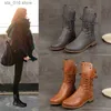 Ny och höst Retro 2024 TOOLING Vinterkvinnor stor storlek Foreign Trade Short Thick Heel Knight Boots T230829 17