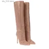 Toe Paris Heel Punted Fashion Sexy Station Dames Crystal Four Seasons Party Knie High Boots Big Size42 T230829 240