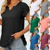 Herren T-Shirts 2023 Damen Sommer Tops Casual V-Ausschnitt Kurzarm Loose Fit Flowy