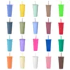 Waterflessen 20 Kleuren 700ML Dubbellaags Frosted Plastic Stro Beker Met Deksel Koffie Drinkware Outdoor Voor Sport camping