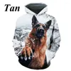 Hoodies masculinos casuais pastor alemão animal cão impressão 3D em torno do pescoço com capuz tops camiseta casal