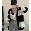 Kvinnors tröjor 2023 Autumn and Winter Langer Style Black White Color Mink Hair Imitation Coat Sticking tröja Cardigan Top