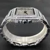 ساعة Wristwatches Missfox Ice Out Square Watch for Men Top Brand Luxury Full Diamond Mens Watches Ultra Thin Hip Hop Clock Drop 230828