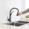 Torneiras de cozinha BlackChrome Sink Torneira Giratória Pull Down Tap Montado Deck Banheiro e Misturador de Água Fria 230829