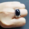 Klusterringar män ringer naturlig original svart safir 925 sterling silver 6ct ädelsten för kvinnor eller fina smycken x18080225