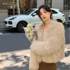 Womens Fur Faux Spring Fashion Coat Women Korea Varma fjäderrockar Löst korta Outercoat Lady Party Elegant Outfits 230828