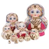 Dolls 10pcs تعيين دمى روسية Matryoshka تعشش لعبة الأشجار المطلية Wood 230829