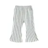 Trousers 2023-12-19 Lioraitiin Spring Kids Girls Casual Party Street Fall Striped Print Bell-Bottoms Long Pants Clothes