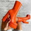 new Boots double platform leather autumn/winter waterproof 2024 thick heel ankle large size high-heeled women's boots T230829 805 high-ed