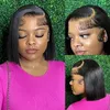 Glueless Wig Human Hair Ready To Wear Short Bob Brazilian 13x4 Straight Lace Front Perruque Frontal Closure Wigs Cap