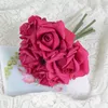 Bouquet de roses décoratives à 5 têtes bouclées, Bouquet hydratant au toucher réel, décoration artificielle de mariage, de mariée, de fête à domicile, d'événement