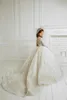 Kız Elbiseler Fildişi Uzun Kollu Dantel Çiçeği Düğünler İçin Prenses İlk Cemaati Akşam Partisi Doğum Günü Pageant Balo Balo Kıyafetleri