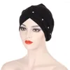 Ubranie etniczne muzułmańskie kobiety hidżab skręć węzeł top warkocze chemo czapka maska ​​rak rak stały kolor islamski strech turban femme fair hat hat