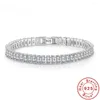 Link bransoletki luksusowy projektant 925 Srebrny kolor drobny kryształowy bransoletka dla kobiet mody biżuterii zaręczynowy ślub 18 cm