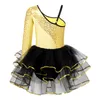 Dancewear Kids Girls Sparkly Sequins One Shoulder Ballet Dance Tutu Dress Leotard Lyrical Modern Contemporary Costume Ballroom Dancewear 230829