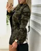 Costumes pour femmes 2023 Mode Turn Down Col Camouflage Imprimer Boutonné Poche Design Manteau Femmes Automne Manches Longues Vestes Casual Dames