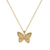 Chaînes en gros Micro-incrusté pierre Super Flash papillon collier titane acier mode personnalité chaîne ras du cou