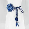 Riemen vrouwen kleding riem dunne touw knoop kwastje bladeren chiffon grote bloemen bruin zwarte mode Koreaanse dames geknoopte tailleband