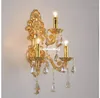 Duvar lambası Modern Kristal Işık Koridoru Dekora Yatak Odası 3L Bronz Renk AC Sconce Bidside Oturma Odası