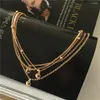 Pendant Necklaces Trendy Gold Color Round Disc Charm 4 Row Layered Choker Necklace For Women Delicate Decoration Casual Elegant Lovely