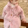 Jaquetas 1-8 anos bebê menina casaco de pele falsa moda estilo coreano crianças jaqueta longa para meninas outono inverno quente crianças outerwear roupas