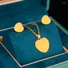 Pendant Necklaces Exquisite Fashion Earrings Necklace Set Love Heart Jewelry Female Candy Gradient Color Change Sweet Stud Accessories